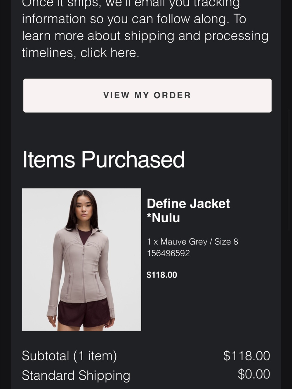 lululemon athletica Define Jacket - Mauve Grey